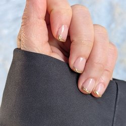 Not Nails & Spa - Molten Gold French nails with shellac and gel