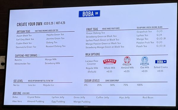 Menu photo 8 Boba Drive Sunnyvale, CA