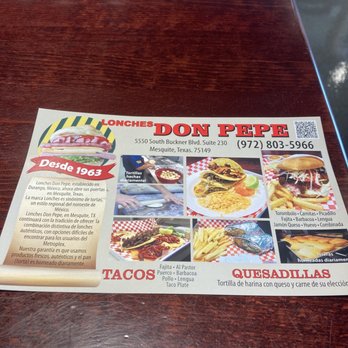 LONCHES DON PEPE - Menu - Tacos Near Me - Mesquite, Texas