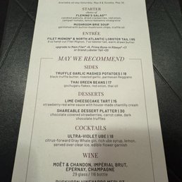 Mother's Day weekend menu