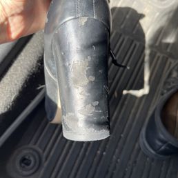 Shoe heel taps needed. Picked shoes up and they damaged heels. Shoe heel taps needed. Picked shoes up and they damaged heels.