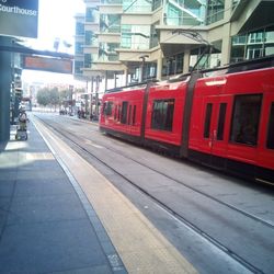 City College Trolley Station - The trains that come through the Blue Line and the Orange Line for the city college station you can catch the North County Bus .