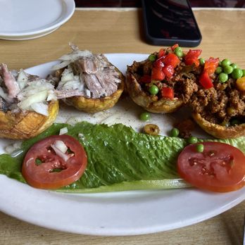 Bella Cuba - Platanos Rellenos - 2 with lechon and 2 with picadillo. Just okay. - Cuban Near Me - Santa Ana, California Bella Cuba - Platanos Rellenos - 2 with lechon and 2 with picadillo. Just okay. - Cuban Near Me - Santa Ana, California