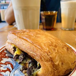 Chocolate croissant and nitro latte