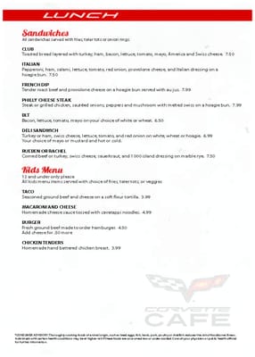 Menu photo 6 Corvette Cafe Omaha, NE