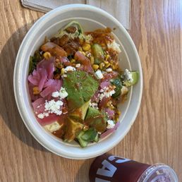 Harissa avocado bowl & blueberry lavender juice Harissa avocado bowl & blueberry lavender juice