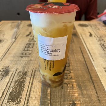 Mr Sun Tea - Passion fruit green tea with coconut jelly and boba - Juice Bars & Smoothies Near Me - Fremont, California Mr Sun Tea - Passion fruit green tea with coconut jelly and boba - Juice Bars & Smoothies Near Me - Fremont, California