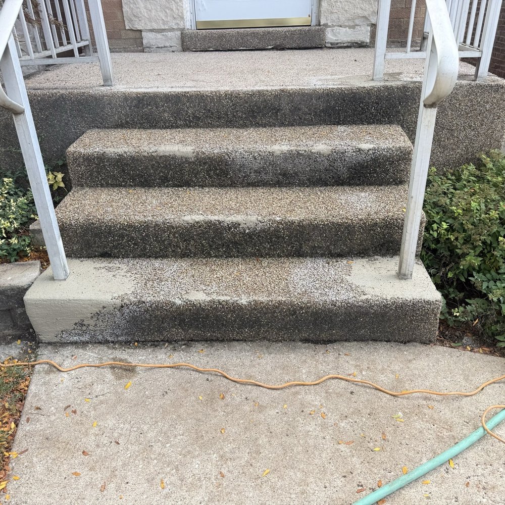 JL Concrete Design - Stair in progress patching areas where chips were missing - Masonry/Concrete Near Me JL Concrete Design - Stair in progress patching areas where chips were missing - Masonry/Concrete Near Me