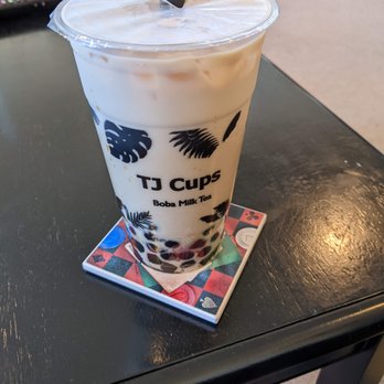 TJ Cups - Hojicha Milk Tea with Boba - Bubble Tea Near Me - San Francisco, California