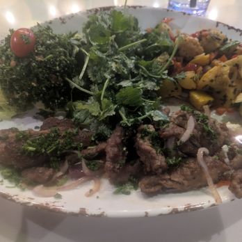 Meddys - Lamb platter with lemon parsley salad, roasted vegetables, and tabbouleh - Mediterranean Near Me - Oklahoma City, Oklahoma Meddys - Lamb platter with lemon parsley salad, roasted vegetables, and tabbouleh - Mediterranean Near Me - Oklahoma City, Oklahoma