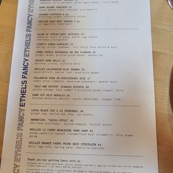 Ethel's Fancy - Menu front - New American Near Me - Palo Alto, California Ethel's Fancy - Menu front - New American Near Me - Palo Alto, California