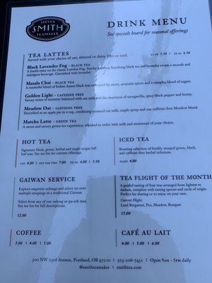 Menu photo 5 Smith Teamaker Portland, OR