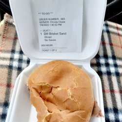 Randy's BBQ - Small Brisket Sandwich. *There's 2 sizes, Small and Large* But that second bite tho.......