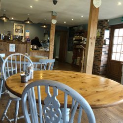 Yew Tree Farm Shop - Seating and counter space near the entrance
