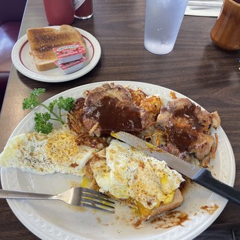 Little Pat's Place - Pork Chops with Eggs, Toast and Hashbrowns - American Near Me - Burien, Washington Little Pat's Place - Pork Chops with Eggs, Toast and Hashbrowns - American Near Me - Burien, Washington