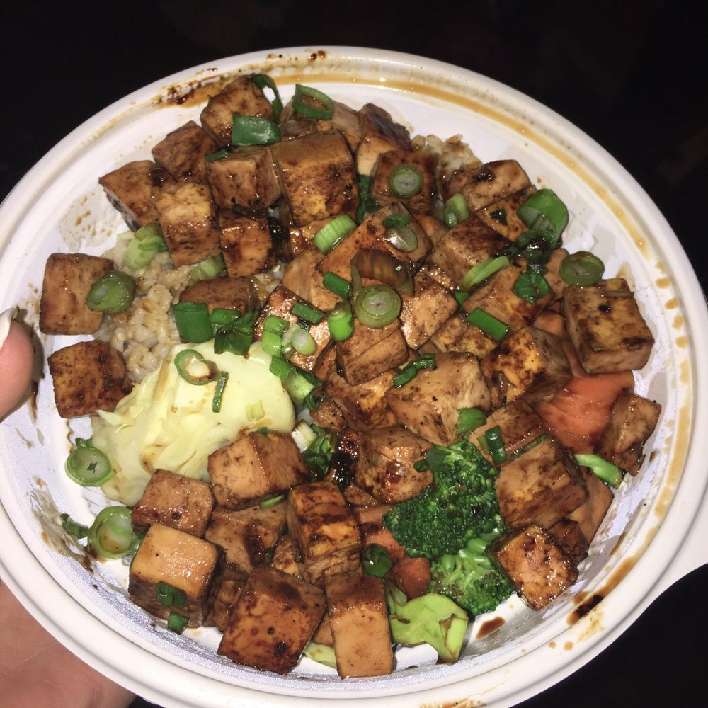 Flame Broiler - Organic Tofu Bowl with 1/2 brown rice and 1/2 steamed veggies. Regular size. - Asian Fusion Near Me - Tempe, Arizona
