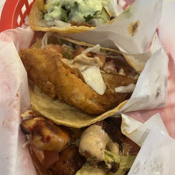 The Taco Stand - 3 tacos - al pastor, baja, and camarón - Mexican Near Me - Miami, Florida