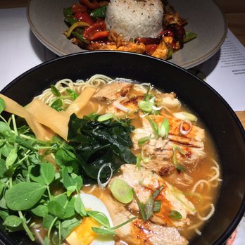 Wagamama - Shirodashi Ramen (front) and Firecracker Chicken (back) - Japanese Near Me - Richmond, XGL