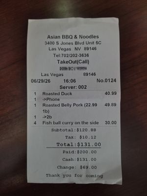 Menu photo 2 Asian BBQ & Noodle Las Vegas, NV