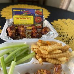 ATL Wings Your Way - 10 pc bone in wings with side of fries. The seasoning on the fries is fantastic!