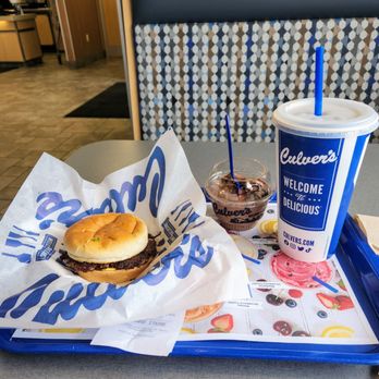 Culver's - Single butterburger with cheese, devil food custard, and diet Coke. - Burgers Near Me - Wixom, Michigan