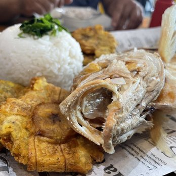 Mango's Grill - Pescado Frito with white rice and tostones - Venezuelan Near Me - Haltom City, Texas Mango's Grill - Pescado Frito with white rice and tostones - Venezuelan Near Me - Haltom City, Texas