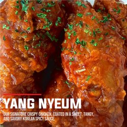 Vons Saratoga - Our signature crispy chicken, coated in a sweet, tangy,
and savory Korean spicy sauce.