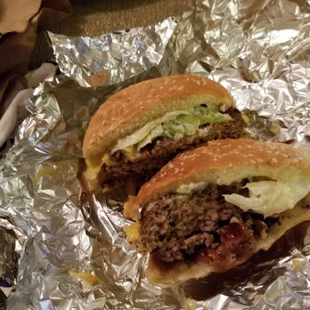 Five Guys - Bacon cheeseburger,I cut in half - Burgers Near Me - Amherst, New York