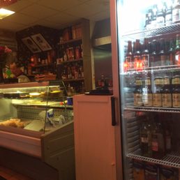 The restaurant, beer and fresh salmon
