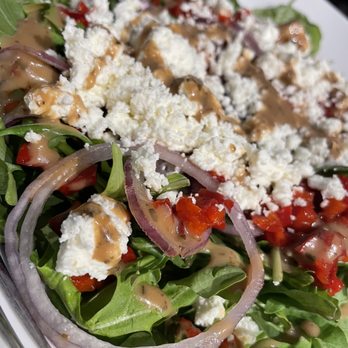 Bright Penny Brewing - Bright Penny salad minus the goat cheese added feta - Pizza Near Me - Mebane, North Carolina Bright Penny Brewing - Bright Penny salad minus the goat cheese added feta - Pizza Near Me - Mebane, North Carolina