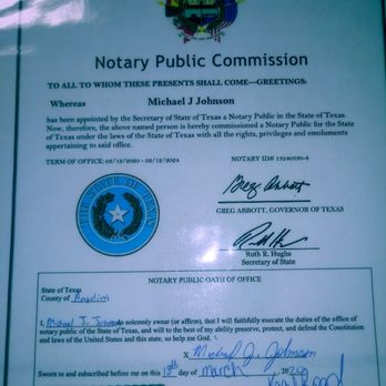 Johnson Family Mobile Notary - Notary Commission - Notaries Near Me - Lufkin, Texas