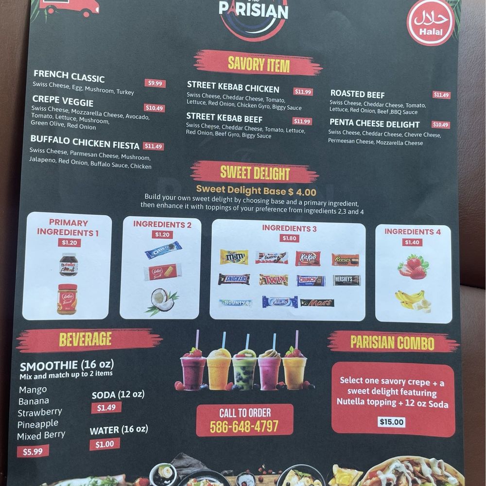 The Parisian - Menu 6/2024 - Food Trucks Near Me - Troy, Michigan