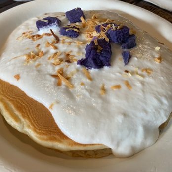 Egghead Cafe - Hawaiian pancake - I liked this one more since some ube was embedded into the batter. - Coffee & Tea Near Me - Honolulu, Hawaii