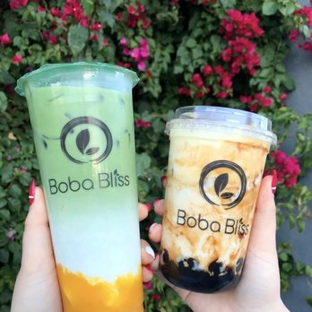 Boba Bliss - Mango Matcha Latte and Creme Brûlée Pearl latte (IG @boba._.addict) - Bubble Tea Near Me - Dublin, California