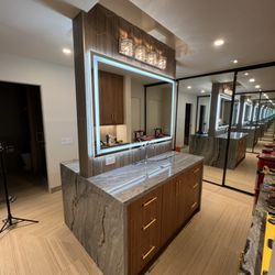 K&J Home Services - Recessed ceiling lighting, backlit mirrors and vanity lights.