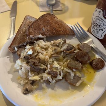 Solly's Grille - Breakfast 1/2 way through. Hashbrowns are superb as is the homemade sausage. Had eggs on top with swiss cheese. Amazing. - Burgers Near Me - Glendale, Wisconsin Solly's Grille - Breakfast 1/2 way through. Hashbrowns are superb as is the homemade sausage. Had eggs on top with swiss cheese. Amazing. - Burgers Near Me - Glendale, Wisconsin