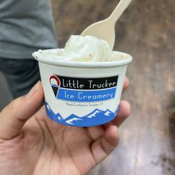 Little Truckee Ice Creamery - Truckee trails and cold brew (underneath) in single split cup