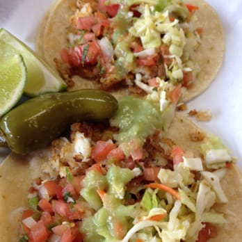 Taqueria Sonora - Fish taco after dressing it up - Mexican Near Me - Sonora, California Taqueria Sonora - Fish taco after dressing it up - Mexican Near Me - Sonora, California