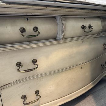 Frontier Furniture MFG. - Before (antique with lead paint and damaged drawer) - Furniture Reupholstery Near Me - Chino, California Frontier Furniture MFG. - Before (antique with lead paint and damaged drawer) - Furniture Reupholstery Near Me - Chino, California
