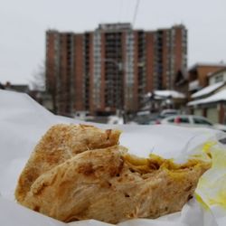 V's Caribbean Restaurant - Not sure why I thought walking in cold and eating a roti was a good idea....