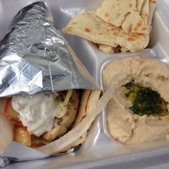 Halal Pita - Chicken Gyro with pita bread and hummus - Mediterranean Near Me - Raleigh, North Carolina