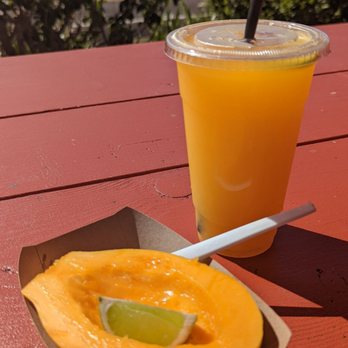 Fresh Off The Grid - Chilled papaya half and fresh-squeezed tangelo juice - Shaved Ice Near Me - Kapaau, Hawaii Fresh Off The Grid - Chilled papaya half and fresh-squeezed tangelo juice - Shaved Ice Near Me - Kapaau, Hawaii