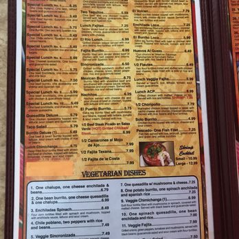 El Rio - a menu for a mexican restaurant - Mexican Near Me - Butner, North Carolina