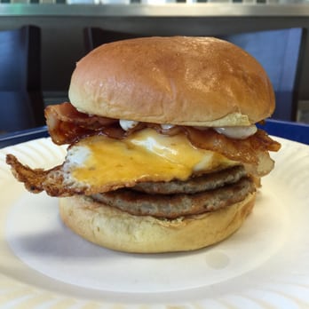Painted Dough - Sausage, egg and cheese add bacon. - Donuts Near Me - Chino, California Painted Dough - Sausage, egg and cheese add bacon. - Donuts Near Me - Chino, California