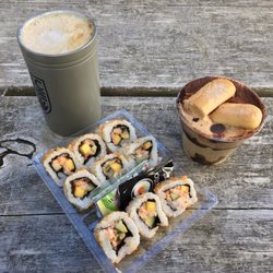 Hero Coffee + Market - Spicy Shrimp & Mango Roll, Tiramisu Parfait, Hazelnut Latte