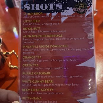 Sloopy's - Shot menu - Sports Bars Near Me - Greenville, Ohio