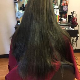 Before! Her hair was thick long and damaged
