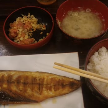 Izakaya Kikufuji - Saba (mackerel) lunch set comes with 2 appetizers, miso soup, rice and iced coffee - Japanese Near Me - Makati, NCR Izakaya Kikufuji - Saba (mackerel) lunch set comes with 2 appetizers, miso soup, rice and iced coffee - Japanese Near Me - Makati, NCR