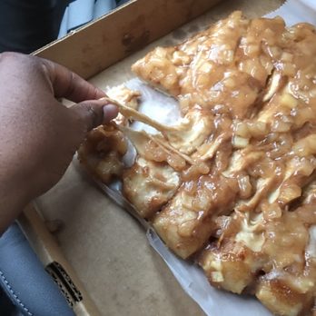 Geppeto's Pizza - I shouldn't be able to pull "cooked" bread like this, still raw dough on top underneath the apple topping. - Italian Near Me - Denver, North Carolina Geppeto's Pizza - I shouldn't be able to pull "cooked" bread like this, still raw dough on top underneath the apple topping. - Italian Near Me - Denver, North Carolina
