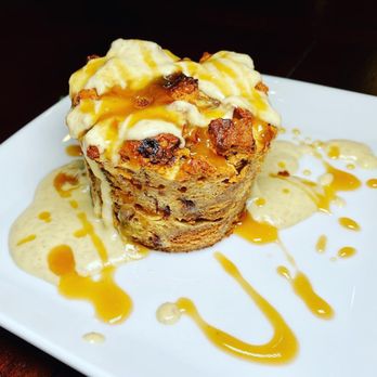 Cozymeal - Southern Comfort Food by Chef Corby- 4th Course- Bread Pudding with caramel bourbon sauce - Cooking Classes Near Me - Las Vegas, Nevada
